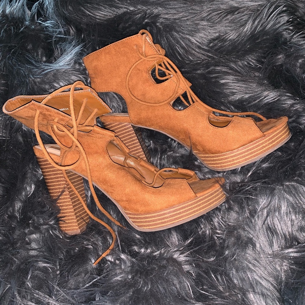 Brown suede heels